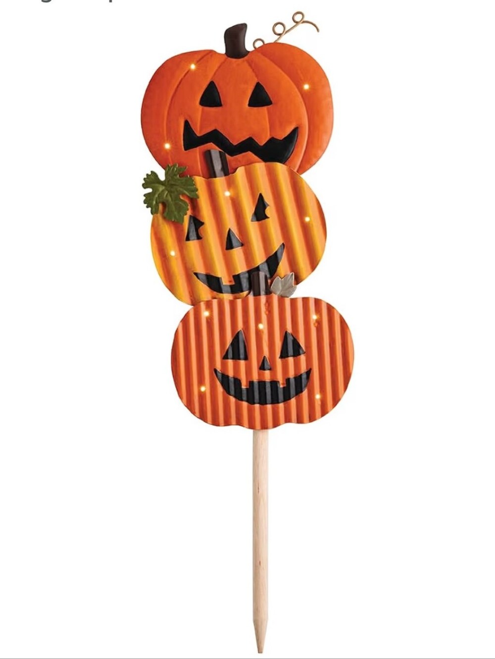 Mud Pie Halloween Tin Pumpkins Light Up Yard Stake